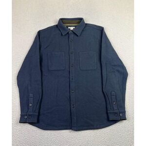 Carbon2cobalt Shirt Mens Medium Blue Wool Overshirt Long Sleeve Button Up Casual